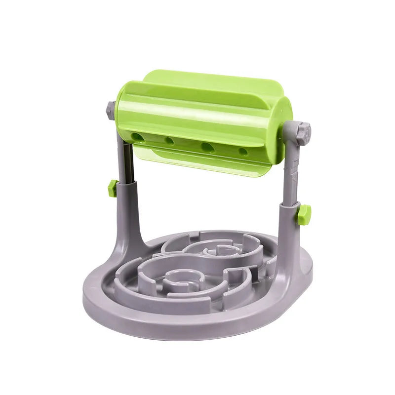 "Rolling adjustable puzzle slow food bowl for pets"