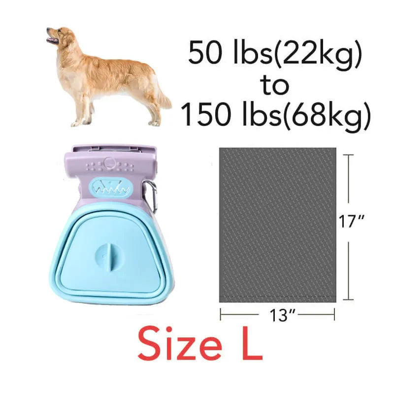 "Foldable dog pooper scooper with decomposable waste bags"