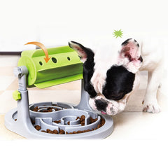 "Rolling adjustable puzzle slow food bowl for pets"