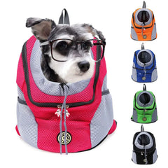 dog carrier Double shoulder pet carrier backpack with breathable mesh and front-facing design, ideal for comfortable travel with small dogs and pets.