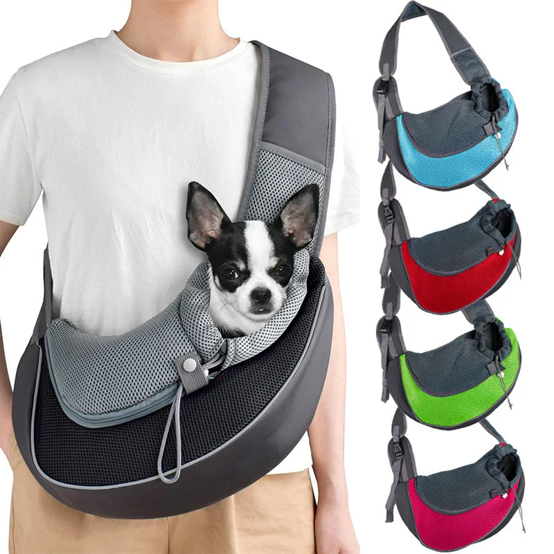 travel sling bag Pet carrier backpack with breathable mesh and crossbody sling, designed for safe and comfortable travel with small dogs and cats.