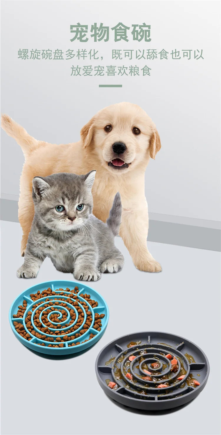 "Slow feeder anti-knockover and anti-slip food bowl for cats and puppies"
