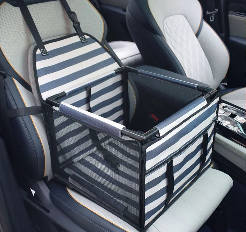 Waterproof dog car seat cover with hammock and basket design, ideal for small and medium pets, protecting seats from dirt and spills.