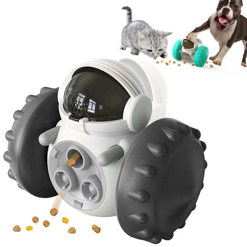 Interactive dog treat leaking puzzle toy and slow feeder dispenser for dogs and cats, promotes mental stimulation and healthy eating.