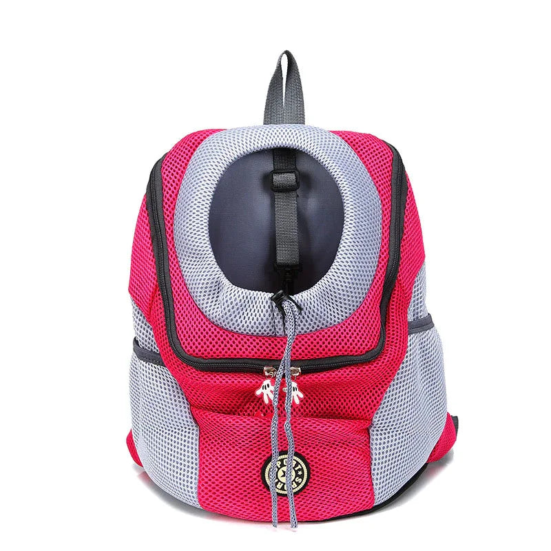 dog carrier Double shoulder pet carrier backpack with breathable mesh and front-facing design, ideal for comfortable travel with small dogs and pets.