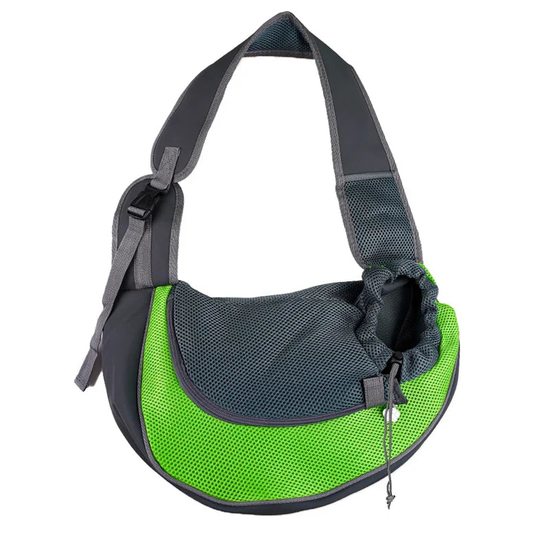 Pet carrier backpack with breathable mesh and crossbody sling, designed for safe and comfortable travel with small dogs and cats.