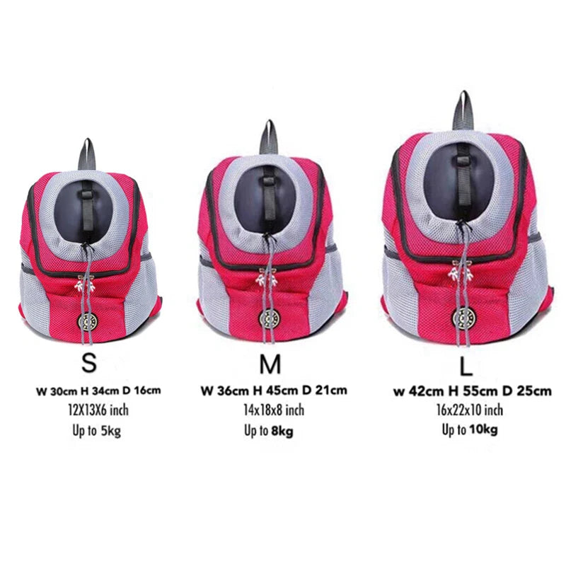 dog carrier Double shoulder pet carrier backpack with breathable mesh and front-facing design, ideal for comfortable travel with small dogs and pets.