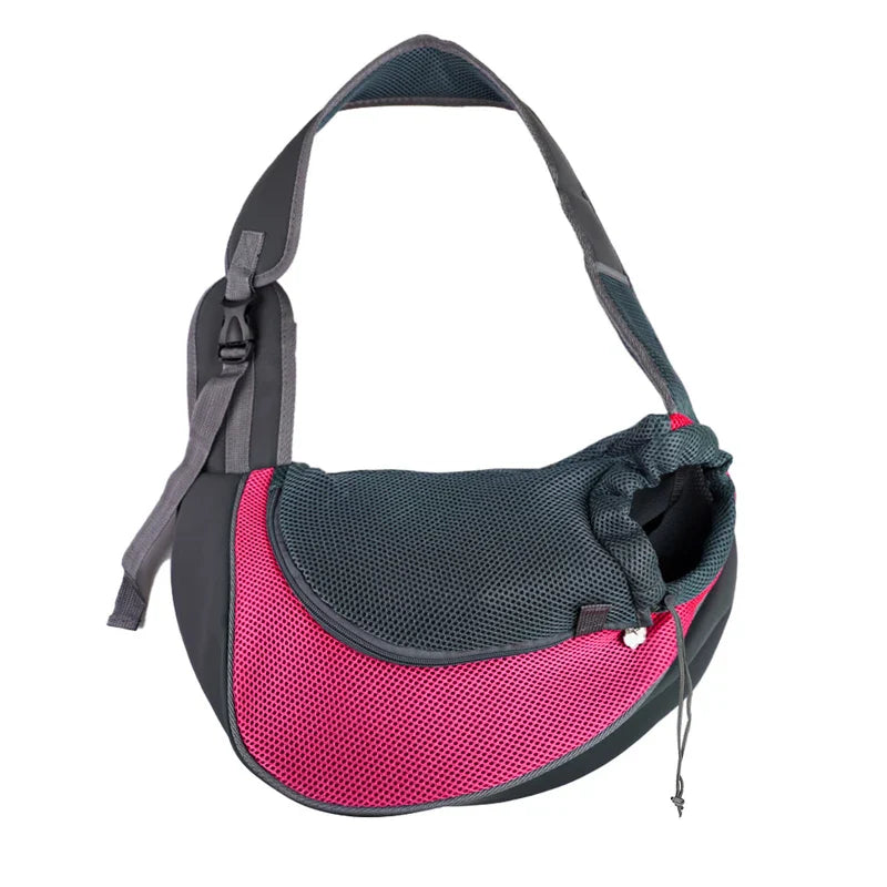 Pet carrier backpack with breathable mesh and crossbody sling, designed for safe and comfortable travel with small dogs and cats.